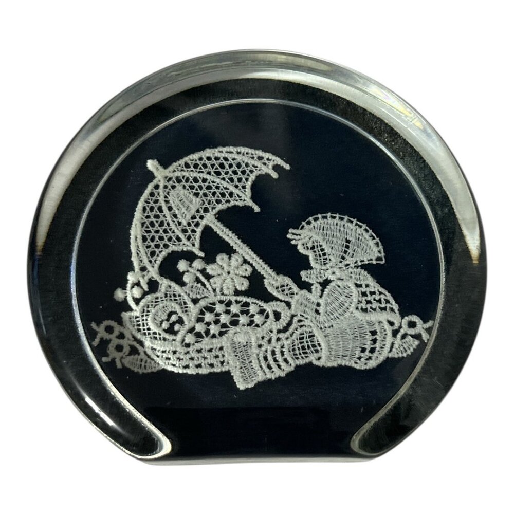 Vintage Glass Paperweight Abbey Lace of Bath England Lace Motif